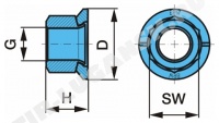 Гайка М22*1.5 колеса с юбкой SW32 H=27