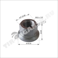 Гайка М22*1.5 колеса с юбкой SW32 H=27
