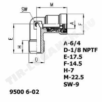 Соединитель уголок 1/8'/D6мм