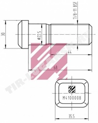 Шпилька колеса 7/8"-11BSF*68