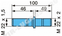 Шпилька колеса М22*2/М22*1.5*97