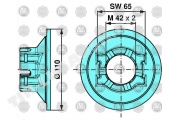Гайка ступицы М42*2/SW65 прорезная