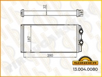 Радиатор печки 382*189*40