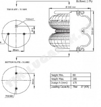 Пневморессора (бублик с метал) M12*1.5